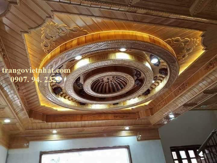 Trần gỗ pơmu đẹp đồ sộ