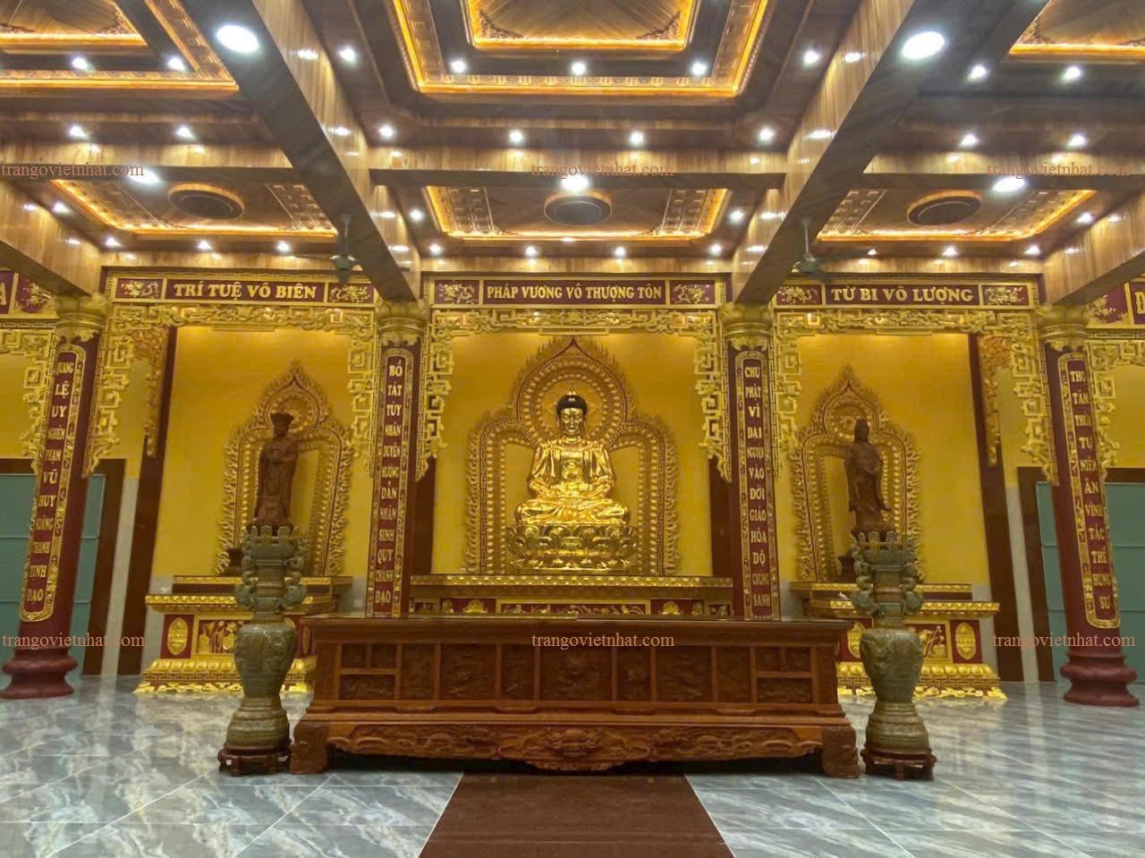 Trần gỗ Xoan Chánh Điện Chùa Quang Thọ