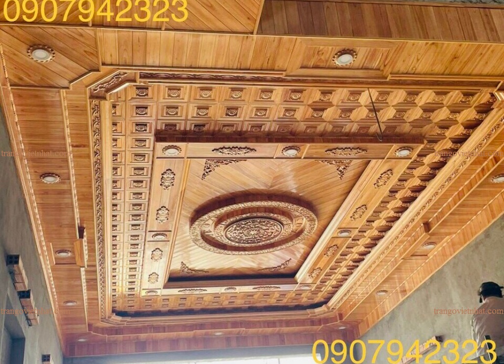 Mẫu Trần Gỗ Xoan Đẹp X64